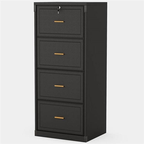 Black 4-Drawer Locking Vertical File Cabinet – Letter & Legal