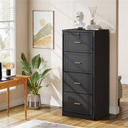 Black 4-Drawer Locking Vertical File Cabinet