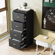 Black 4-Drawer Locking Vertical File Cabinet