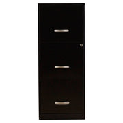 Black Metal 3-Drawer Key-Locking File Cabinet