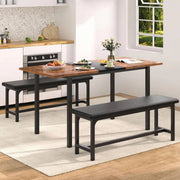 Modern 3-Piece Expandable Dining Set with 2 Benches