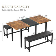 Modern 3-Piece Expandable Dining Set with 2 Benches