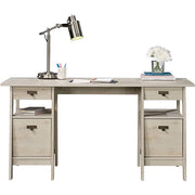 Farmhouse Chalky Oak Executive Desk with Filing Cabinets