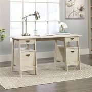 Farmhouse Chalky Oak Executive Desk with Filing Cabinets