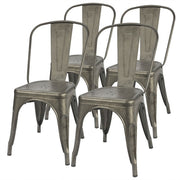 Set of 4 Stackable Gunmetal Café Bistro Dining Chairs