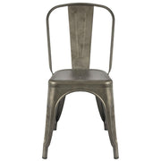 Set of 4 Stackable Gunmetal Café Bistro Dining Chairs