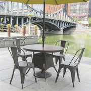Set of 4 Stackable Gunmetal Café Bistro Dining Chairs