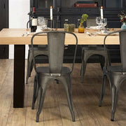 Set of 4 Stackable Gunmetal Café Bistro Dining Chairs