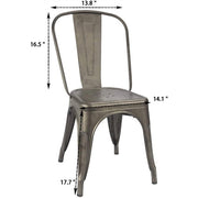 Set of 4 Stackable Gunmetal Café Bistro Dining Chairs