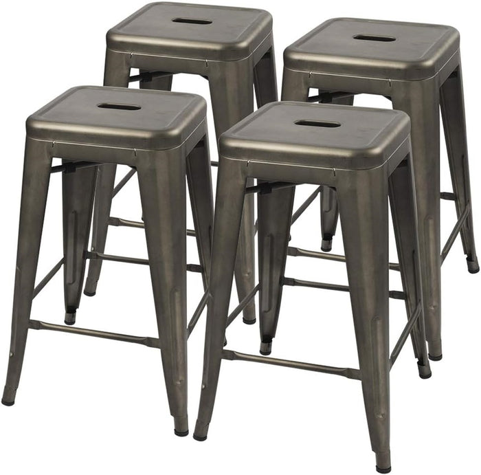 Set of 4 Gunmetal Indoor/Outdoor Stacking Barstools