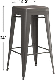 Set of 4 Gunmetal Indoor/Outdoor Stacking Barstools