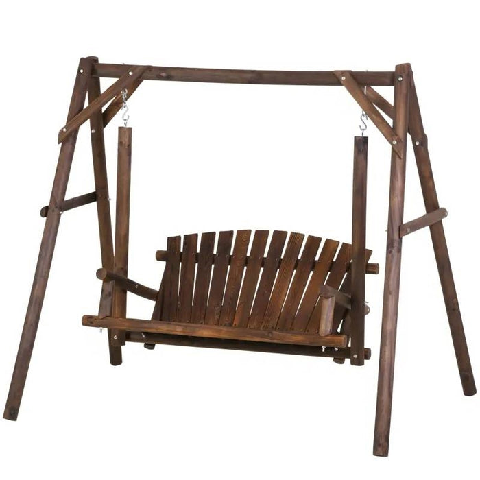 Farmhouse Log A-Frame 2-Seat Wooden Swing Bench