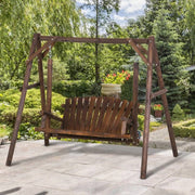 Farmhouse Log A-Frame 2-Seat Wooden Swing Bench