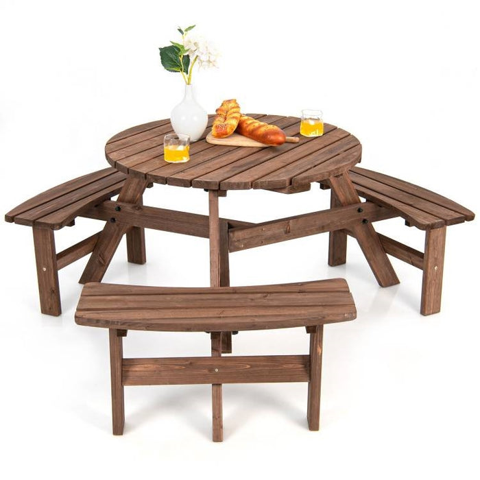 Solid Cedar Outdoor Picnic Table Set with 3 Benches
