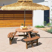 Solid Cedar Outdoor Picnic Table Set with 3 Benches
