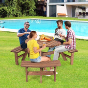Solid Cedar Outdoor Picnic Table Set with 3 Benches