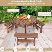 Solid Cedar Outdoor Picnic Table Set with 3 Benches